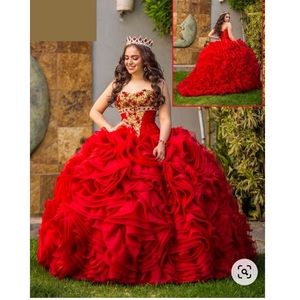 House of Maganda Gown Corset Top Rosette Ruffle Skirt Set Quinceanera Sweet 16